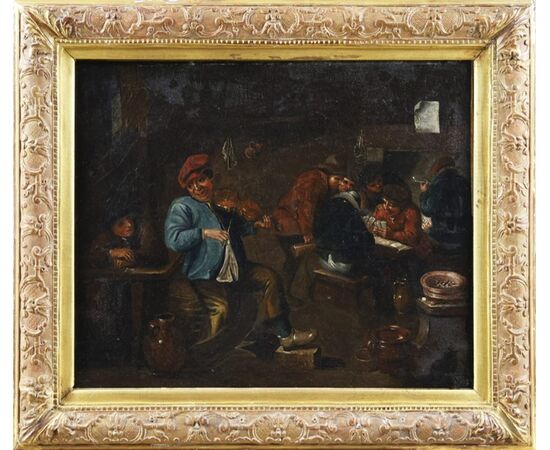 Olio su tela. Scuola fiamminga epoca pieno 600