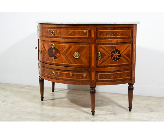 Commode a demi lune neoclassico, Piemonte, fine XVIII secolo