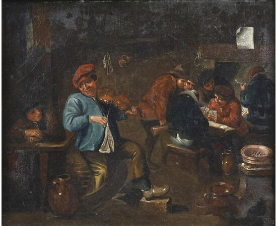 Olio su tela. Scuola fiamminga epoca pieno 600
