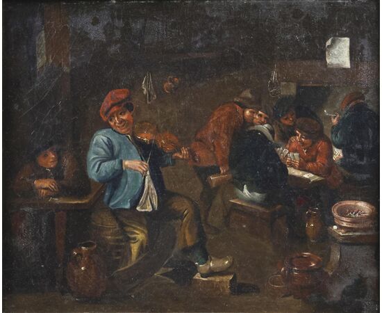 Olio su tela. Scuola fiamminga epoca pieno 600