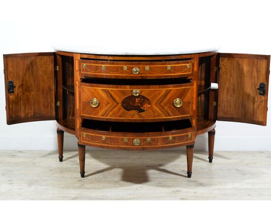 Commode a demi lune neoclassico, Piemonte, fine XVIII secolo