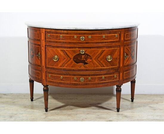 Commode a demi lune neoclassico, Piemonte, fine XVIII secolo