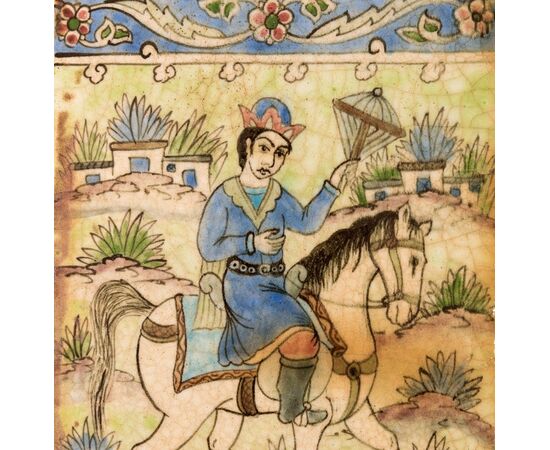 Antica piastrella persiana con cavaliere - O/5353/8.