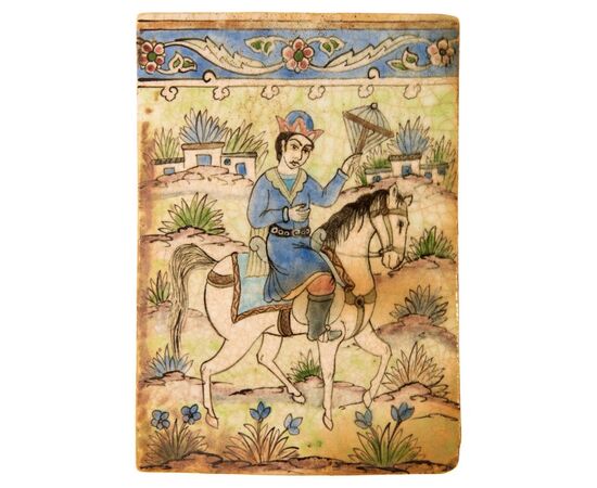 Antica piastrella persiana con cavaliere - O/5353/8.