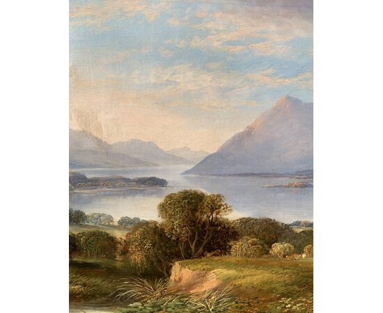 Pittore inglese (datato 1873) - Paesaggio montano con lago.