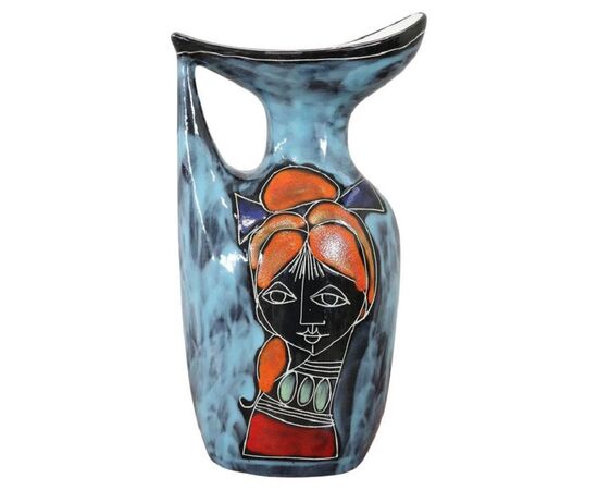 Vaso in ceramica decorata a smalto anni '60 PREZZO TRATTABILE