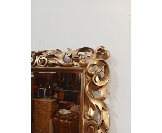 Specchiera barocca in legno dorato - cartoccio - specchio - primi '900