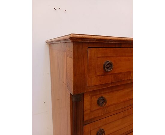 Settimino Impero in noce-settimanale-cassettiera-cassettone alto - primi '900