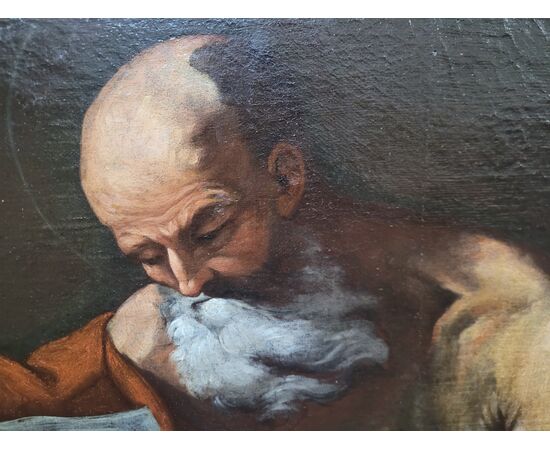 San Girolamo con libro olio su tela Post caravaggesco del Sec. XVII
