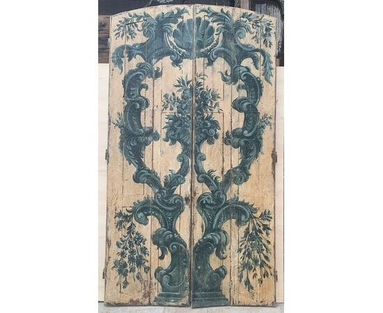 PTL685 - Porta antica centinata con apertura "a libro", epoca '800, misure cm L 132 x H 236