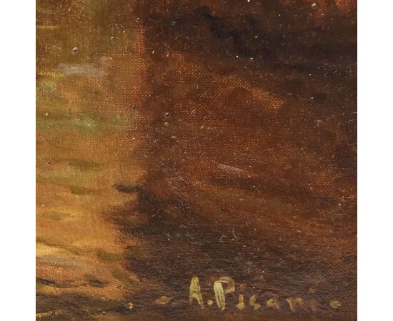 DIPINTI ANTICHI, QUADRI VEDUTA DI VENEZIA E GONDOLA, PITTURA AD OLIO SU TELA, XX SECOLO. (QPVE652)