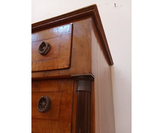 Settimino Impero in noce-settimanale-cassettiera-cassettone alto - primi '900