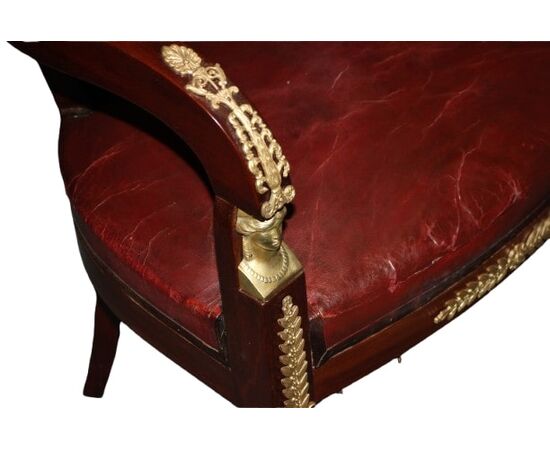 Poltrona Francese Stile Impero da Scrivania del 1800 in mogano con bronzi