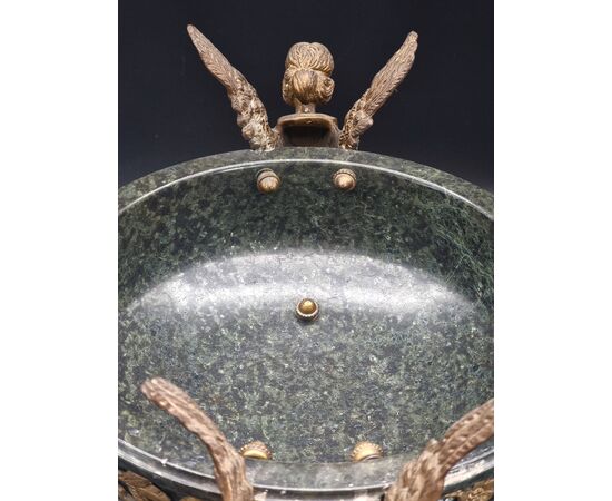 Coppa in marmo serpentino verde con montature in bronzo dorato – Fine XIX secolo