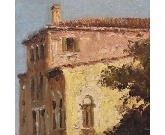 DIPINTI ANTICHI, QUADRI VEDUTA DI VENEZIA E GONDOLA, PITTURA AD OLIO SU TELA, XX SECOLO. (QPVE652)