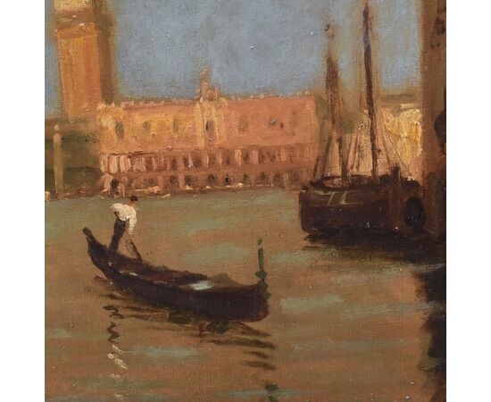 DIPINTI ANTICHI, QUADRI VEDUTA DI VENEZIA E GONDOLA, PITTURA AD OLIO SU TELA, XX SECOLO. (QPVE652)