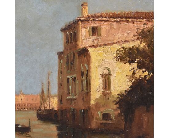 DIPINTI ANTICHI, QUADRI VEDUTA DI VENEZIA E GONDOLA, PITTURA AD OLIO SU TELA, XX SECOLO. (QPVE652)