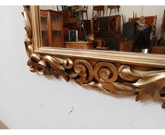 Specchiera barocca in legno dorato - cartoccio - specchio - primi '900