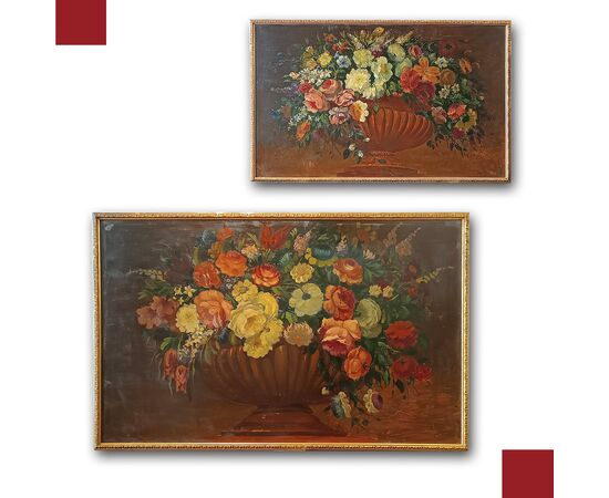 COPPIA DI DIPINTI CON FIORI PRIMI XIX SECOLO