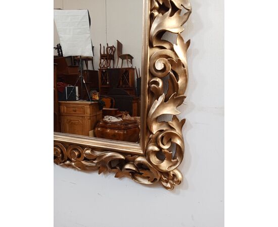 Specchiera barocca in legno dorato - cartoccio - specchio - primi '900