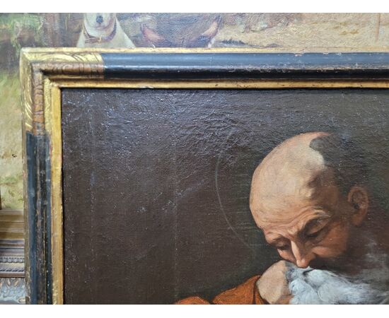 San Girolamo con libro olio su tela Post caravaggesco del Sec. XVII