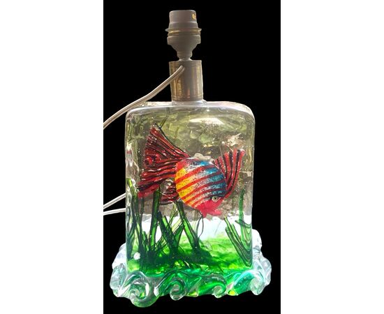 Lampada acquario in vetro pesante sommerso.Alfredo Barbini,Cenedese.Murano.