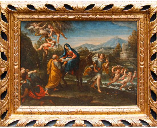 Stefano Pozzi (Roma, 1699 – 1768), attr., Riposo dalla fuga in Egitto