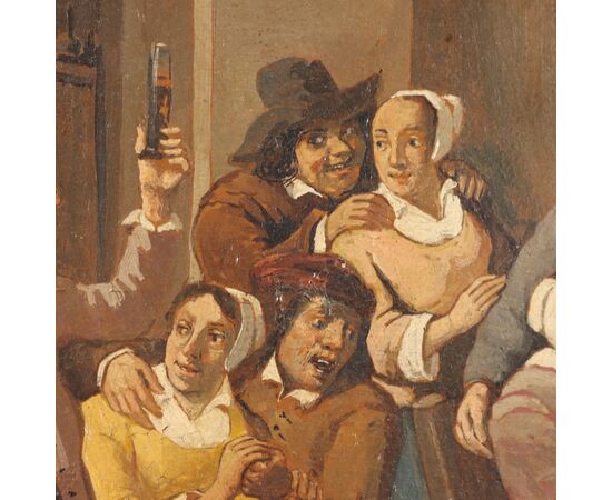 Dipinto 'Dodicesima Notte il Re Beve' XIX secolo
