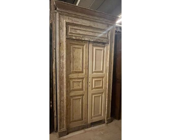 PTL697 - Porta laccata bianca con telaio, epoca '800, luce cm L 100 x H 196