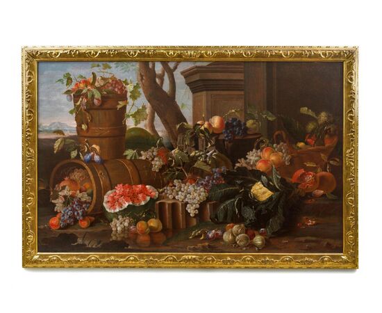 Pietro Navarra (Roma, attivo 1685 - 1714), natura morta, olio su tela
