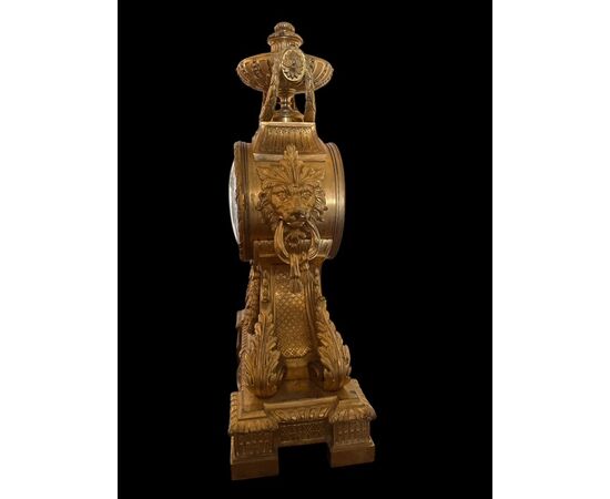 " GARNITURE " COMPOSTA DA OROLOGIO CON CANDELIERI IN BRONZO DORATO 