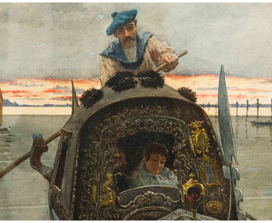 Nazzareno Cipriani (Roma, 1843 – 1925), In gondola