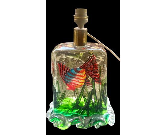 Lampada acquario in vetro pesante sommerso.Alfredo Barbini,Cenedese.Murano.