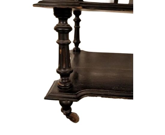 Etagere libreria francese del 1800 in legno ebanizzato porta musica