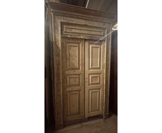 PTL697 - Porta laccata bianca con telaio, epoca '800, luce cm L 100 x H 196