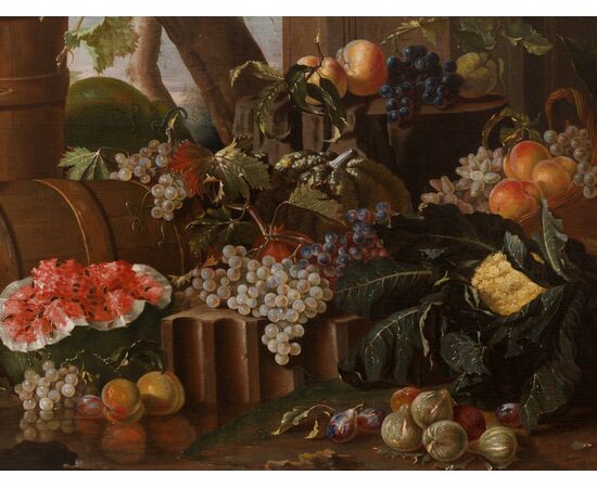 Pietro Navarra (Roma, attivo 1685 - 1714), natura morta, olio su tela