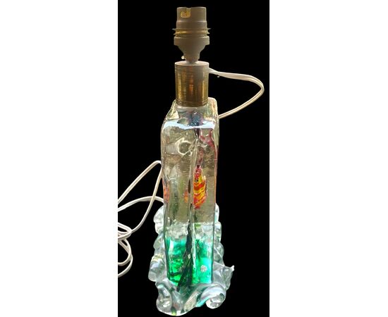 Lampada acquario in vetro pesante sommerso.Alfredo Barbini,Cenedese.Murano.