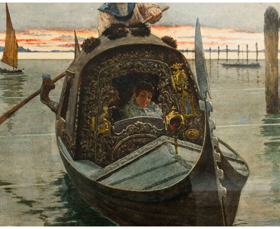 Nazzareno Cipriani (Roma, 1843 – 1925), In gondola