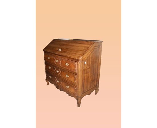 Antica ribalta francese del 1700 in legno di rovere restaurata