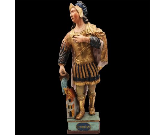 Santo Floriano, legno di pioppo policromo, Europa Centrale, XVIII secolo