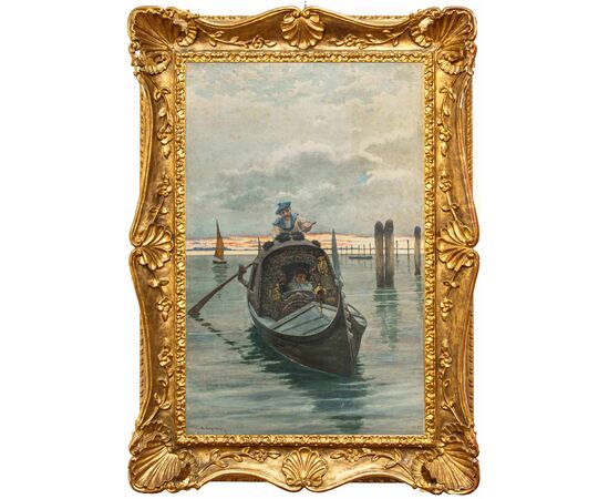 Nazzareno Cipriani (Roma, 1843 – 1925), In gondola