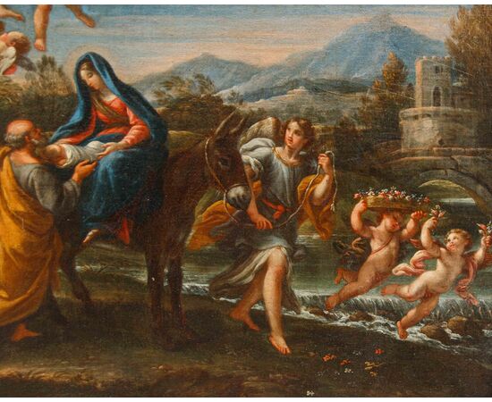 Stefano Pozzi (Roma, 1699 – 1768), attr., Riposo dalla fuga in Egitto