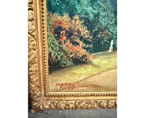 Antico dipinto olio su tavoletta Napoli, Vesuvio 1947, Gallotti, mis 58x37 cm
