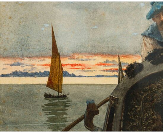 Nazzareno Cipriani (Roma, 1843 – 1925), In gondola