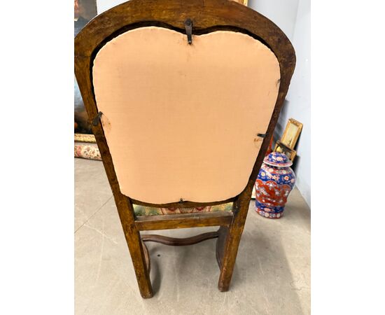 Antica poltrona Genova Luigi XIV, fine '600, Italia 108x47x50 cm, noce massello