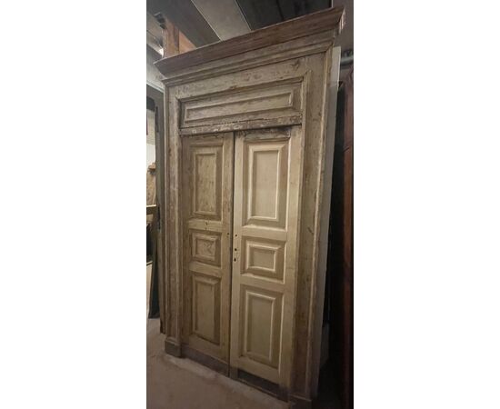 PTL697 - Porta laccata bianca con telaio, epoca '800, luce cm L 100 x H 196
