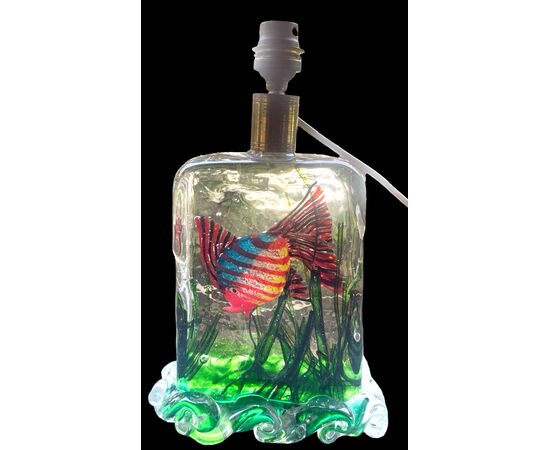 Lampada acquario in vetro pesante sommerso.Alfredo Barbini,Cenedese.Murano.