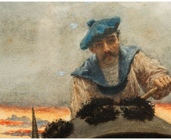 Nazzareno Cipriani (Roma, 1843 – 1925), In gondola