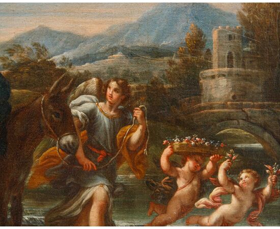 Stefano Pozzi (Roma, 1699 – 1768), attr., Riposo dalla fuga in Egitto