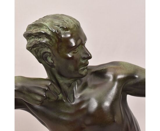 ANTICHE SCULTURE IN ANTIMONIO, MAX LE VERRIER, ARCIERE, ART DECO, SCULTORE FRANCESE. (STAN90)